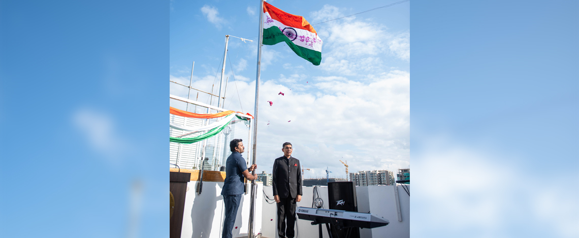 The national flag Hoisting Ceremony by High Commissioner of India to the Maldives H.E. Munu Mahawar on the occasion of the 77th Independence Day of India